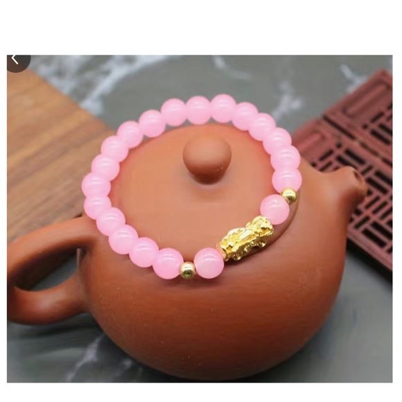 IMITATION AGATE PINK BEAD BRACELET - Picture 2 of 3